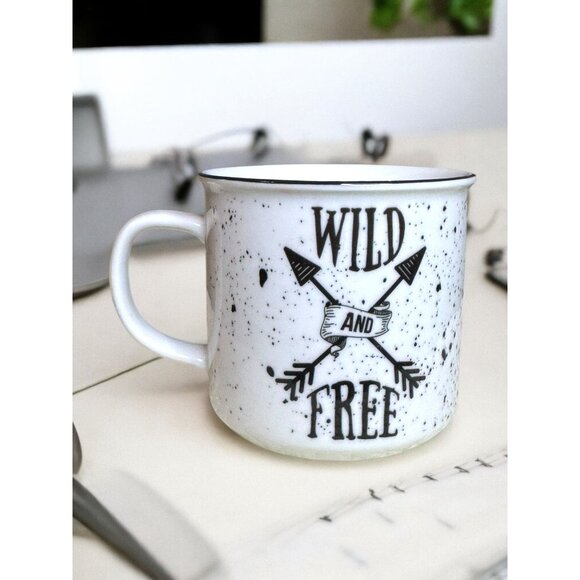 Wild & Free Ceramic Speckled Coffee Mug With Arrow Design - Picture 1 of 8
